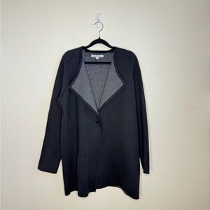 Catherine Malandrino Black and Grey Open Front Cardigan Size XL
